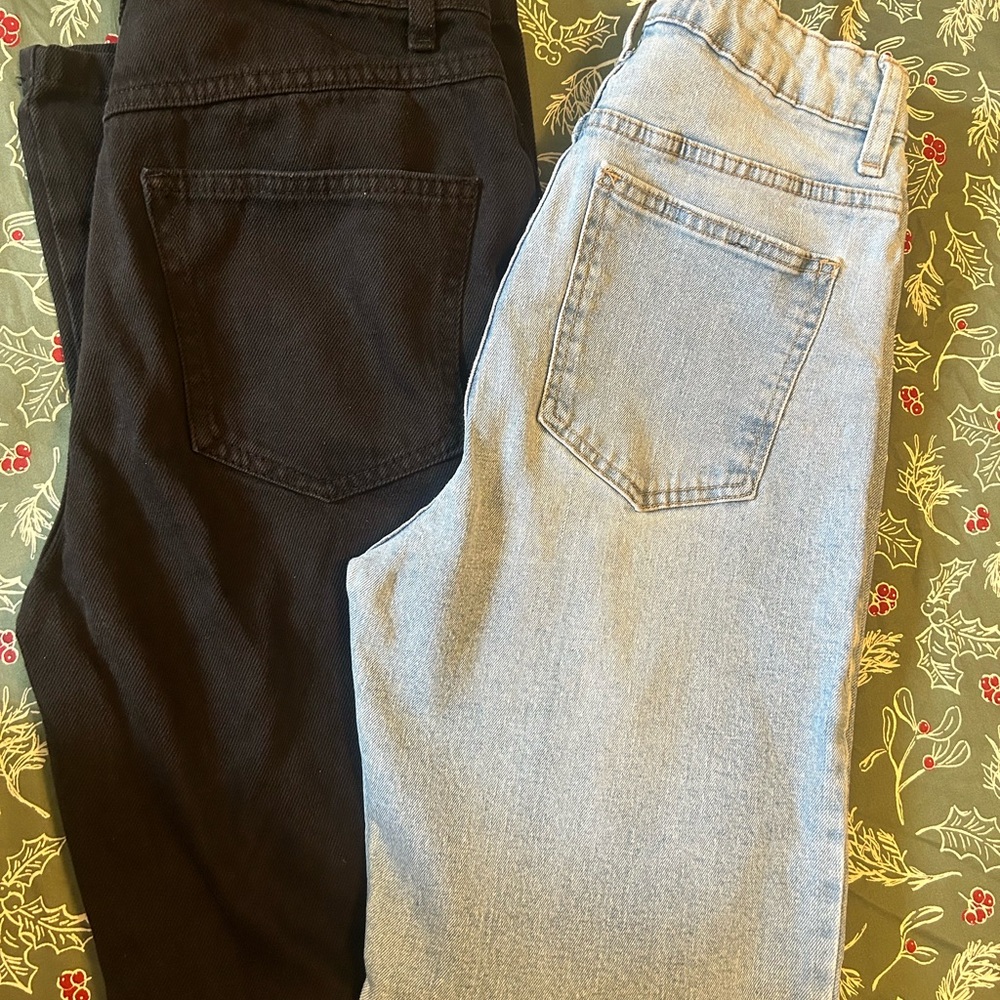 Cotton On Women's Straight Leg Jeans - Black and Light Blue